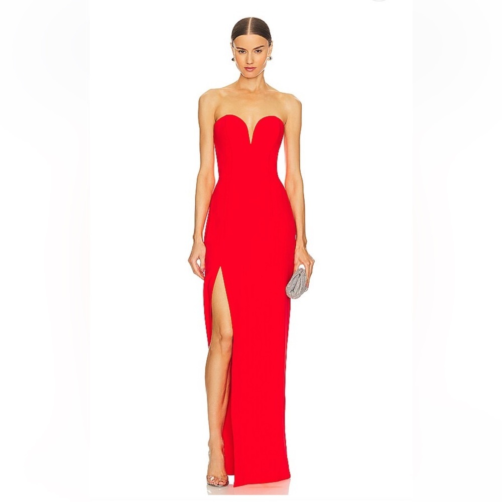 Amanda Uprichard X REVOLVE Cherri Gown Crimson red strapless Dress XS
